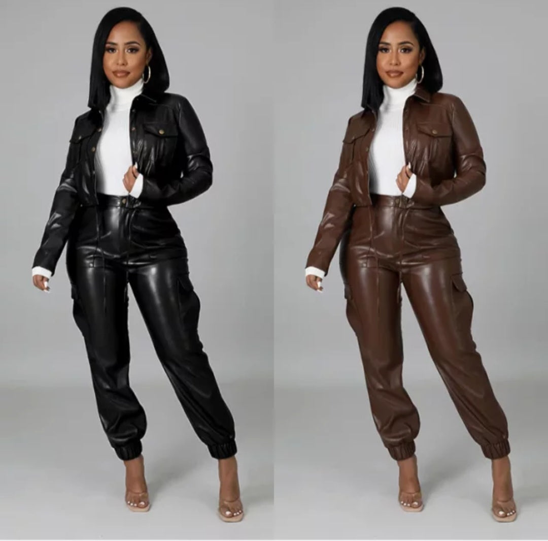 Faux Leather Two piece set