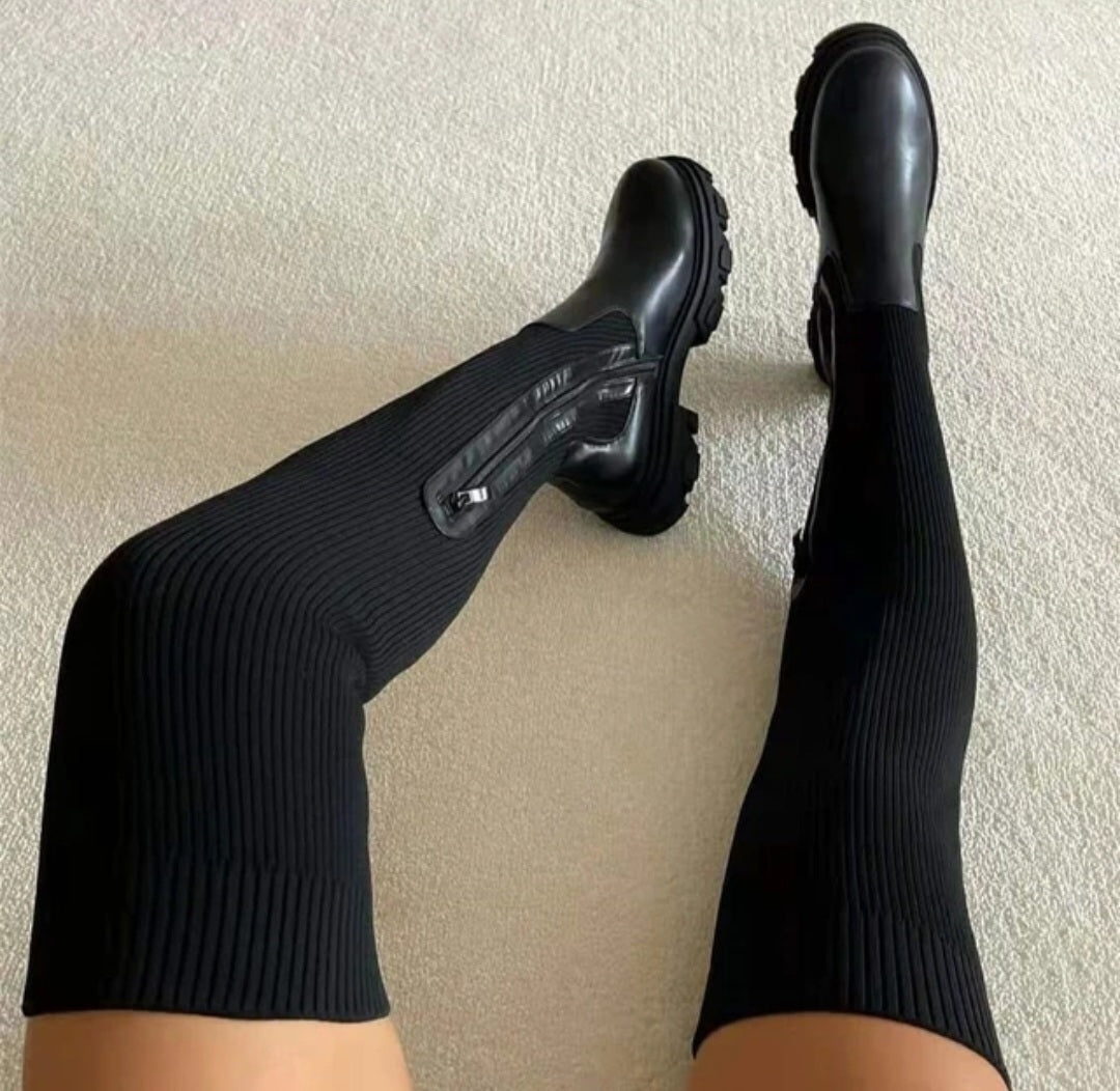 Knitted Over The Knee High Boots (Pre-Order)